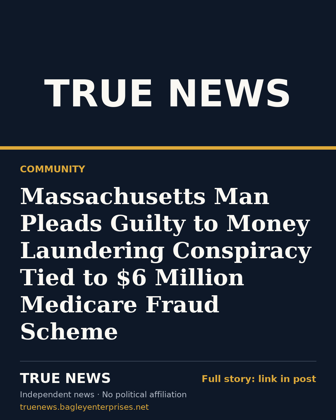 Share card: Massachusetts Man Pleads Guilty to Money Laundering Conspiracy Tied to $6 Million Medicare Fraud Scheme