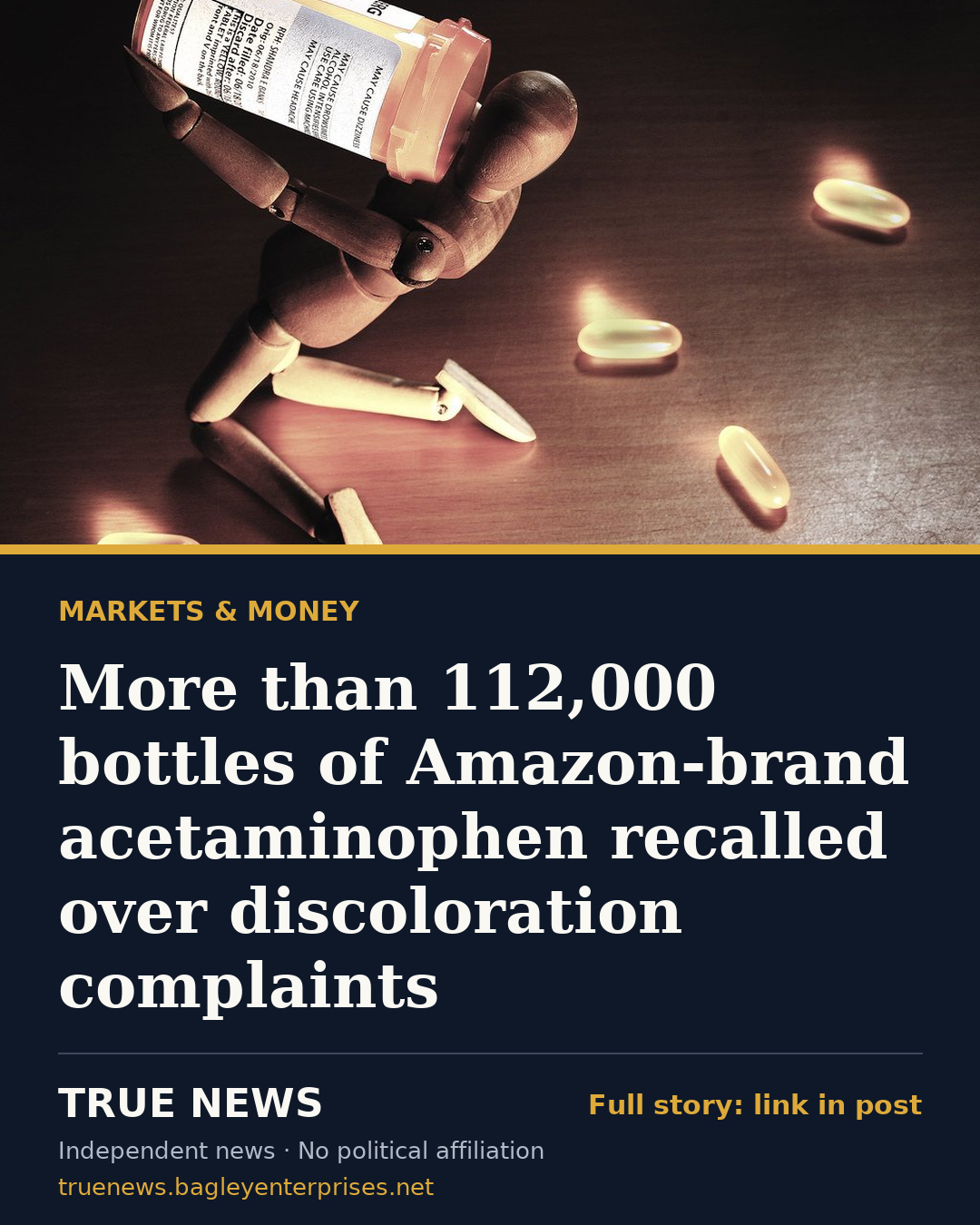 Share card: More than 112,000 bottles of Amazon-brand acetaminophen recalled over discoloration complaints