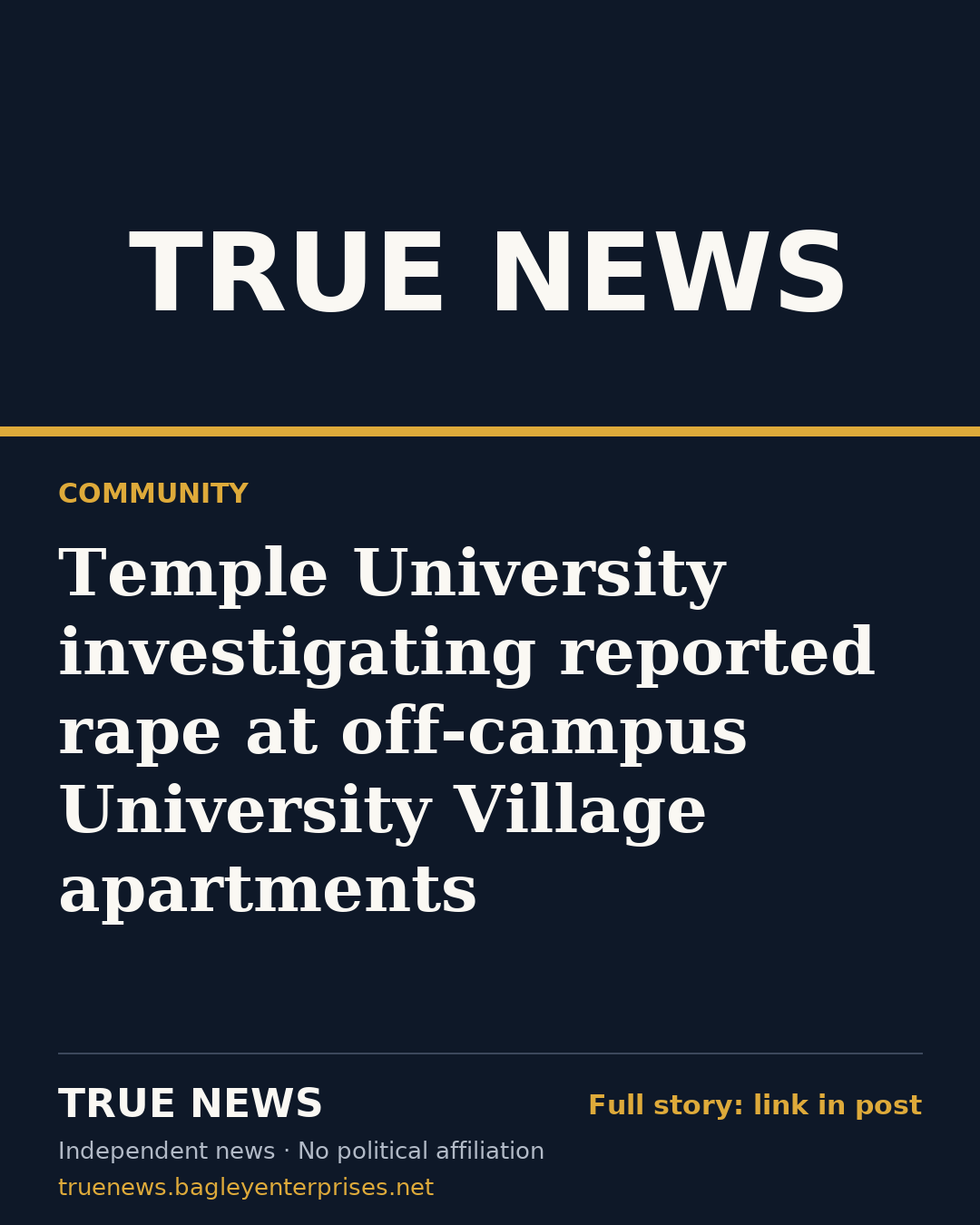 Share card: Temple University investigating reported rape at off-campus University Village apartments