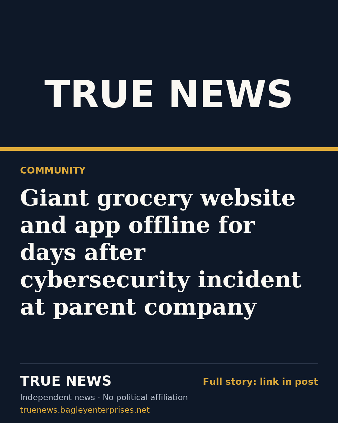 Share card: Giant grocery website and app offline for days after cybersecurity incident at parent company