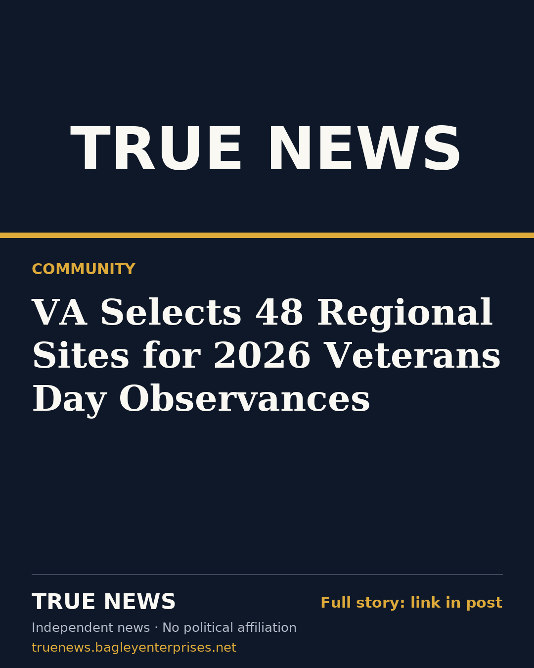Share card: VA Selects 48 Regional Sites for 2026 Veterans Day Observances