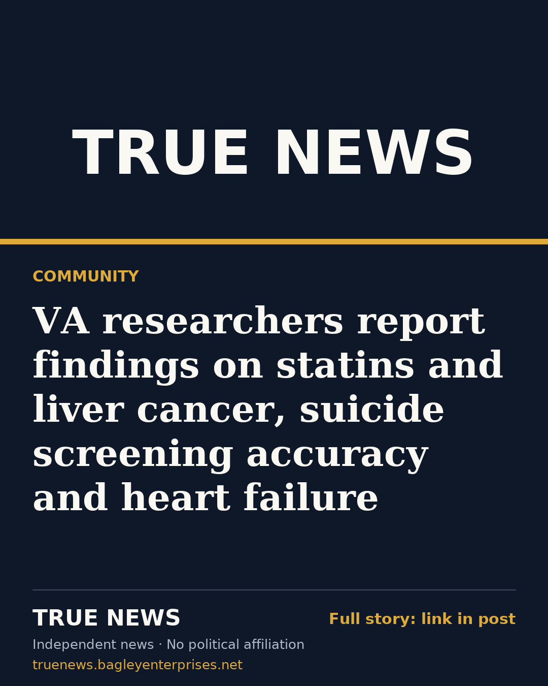 Share card: VA researchers report findings on statins and liver cancer, suicide screening accuracy and heart failure