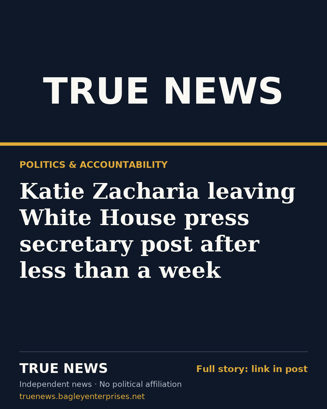 Share card: Katie Zacharia leaving White House press secretary post after less than a week