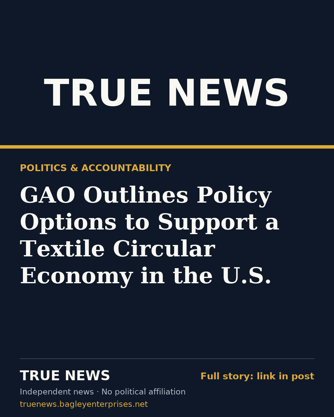 Share card: GAO Outlines Policy Options to Support a Textile Circular Economy in the U.S.