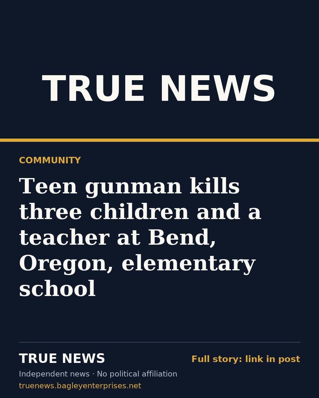 Share card: Teen gunman kills three children and a teacher at Bend, Oregon, elementary school