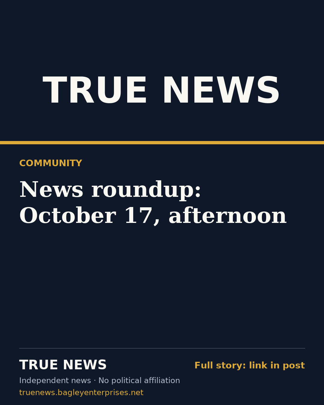 Share card: News roundup: October 17, afternoon