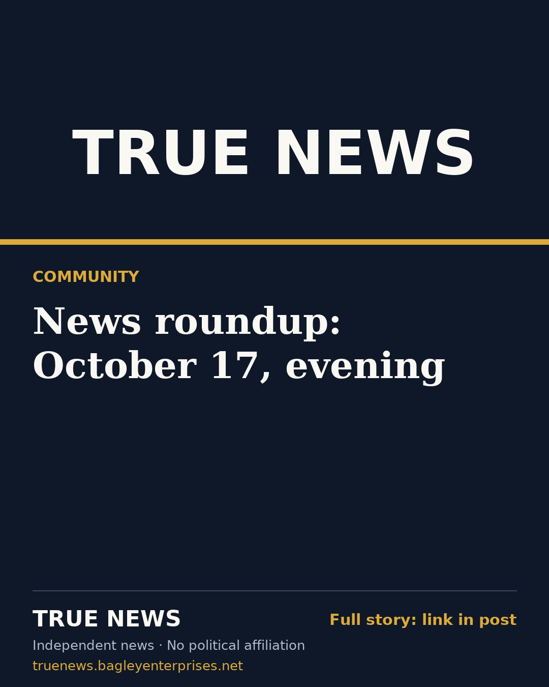 Share card: News roundup: October 17, evening