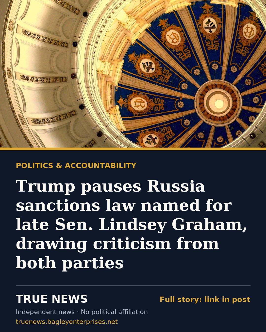 Share card: Trump pauses Russia sanctions law named for late Sen. Lindsey Graham, drawing criticism from both parties
