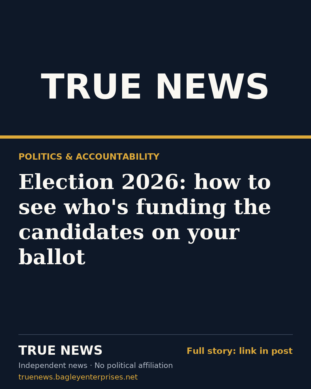 Share card: Election 2026: how to see who's funding the candidates on your ballot