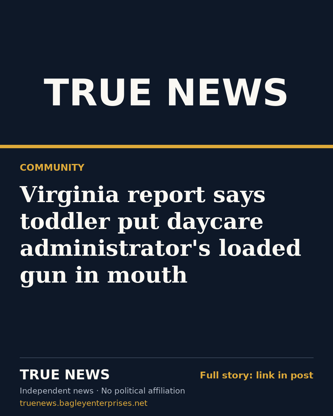 Share card: Virginia report says toddler put daycare administrator's loaded gun in mouth