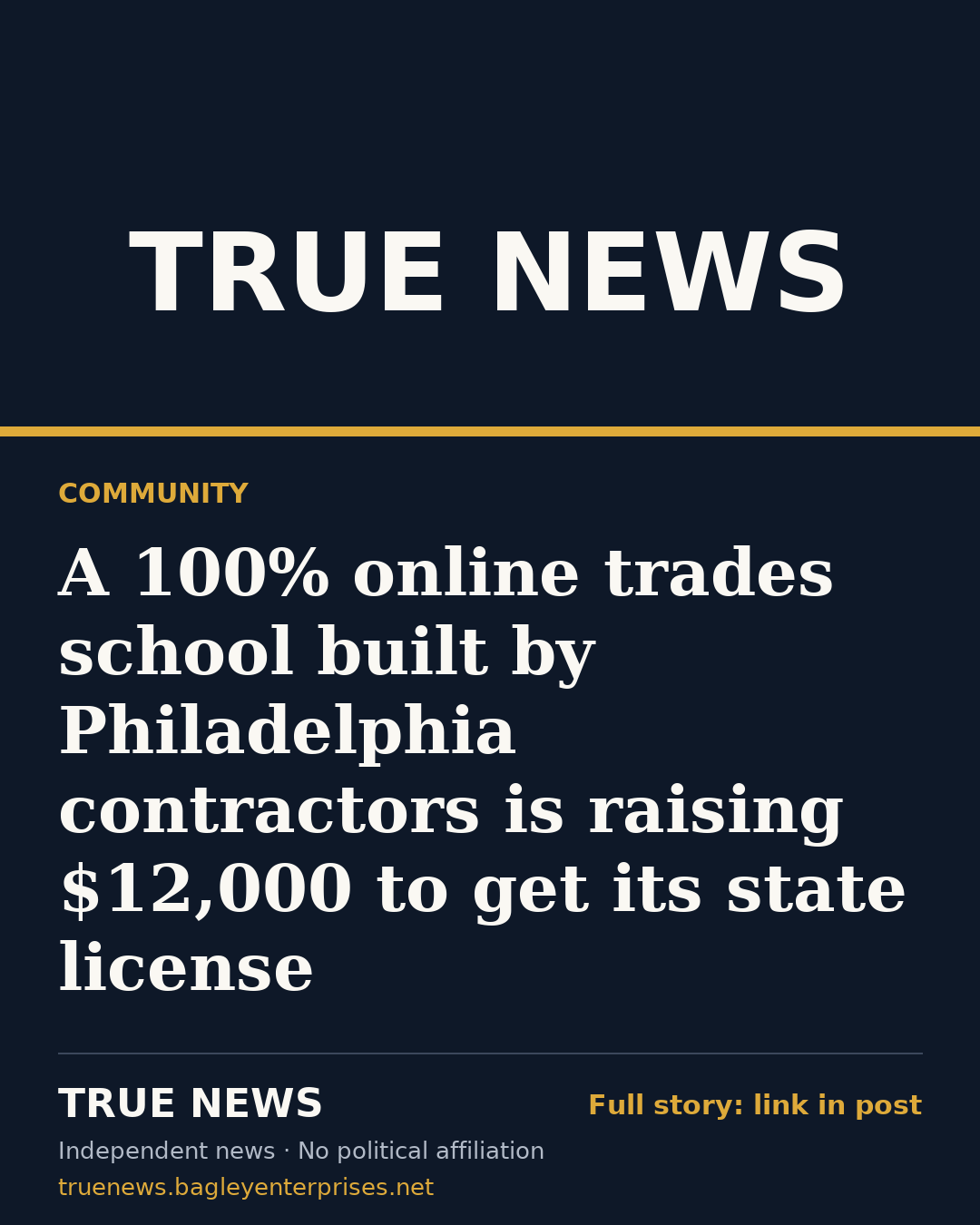 Share card: A 100% online trades school built by Philadelphia contractors is raising $12,000 to get its state license