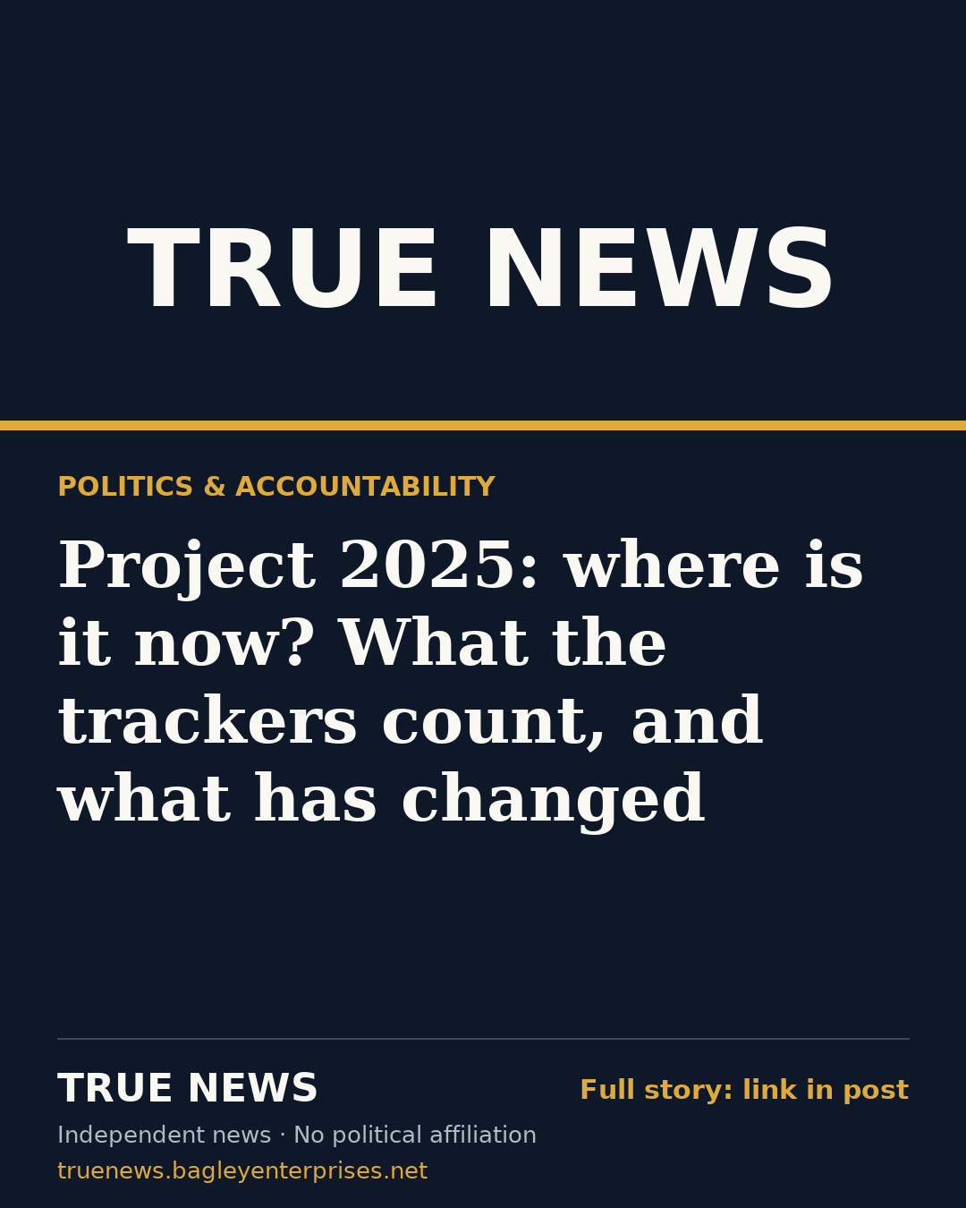 Share card: Project 2025: where is it now? What the trackers count, and what has changed
