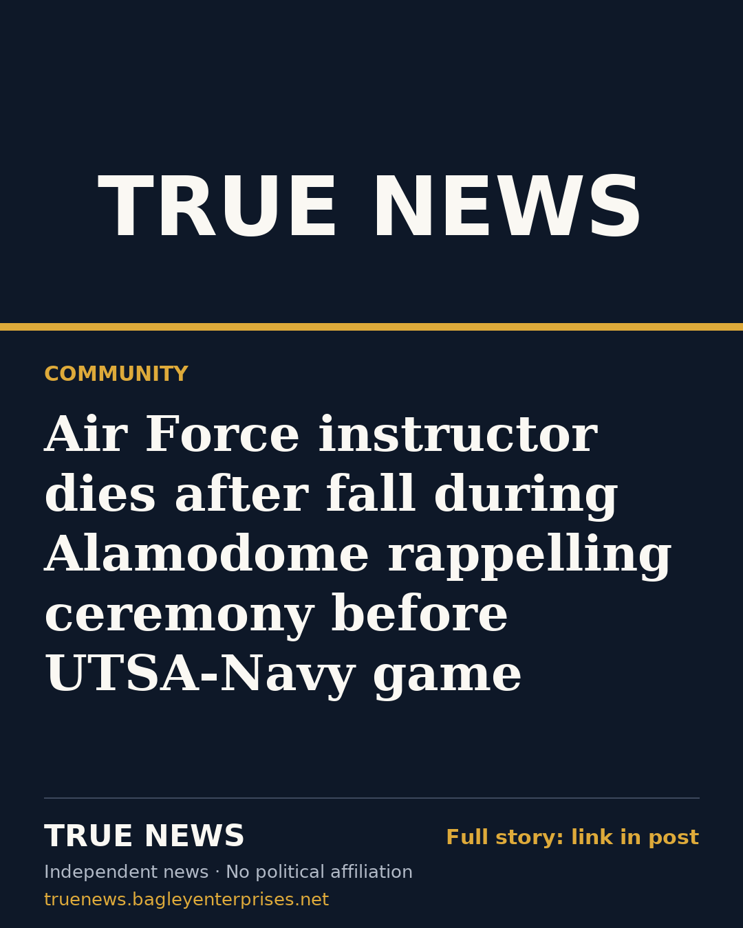 Share card: Air Force instructor dies after fall during Alamodome rappelling ceremony before UTSA-Navy game