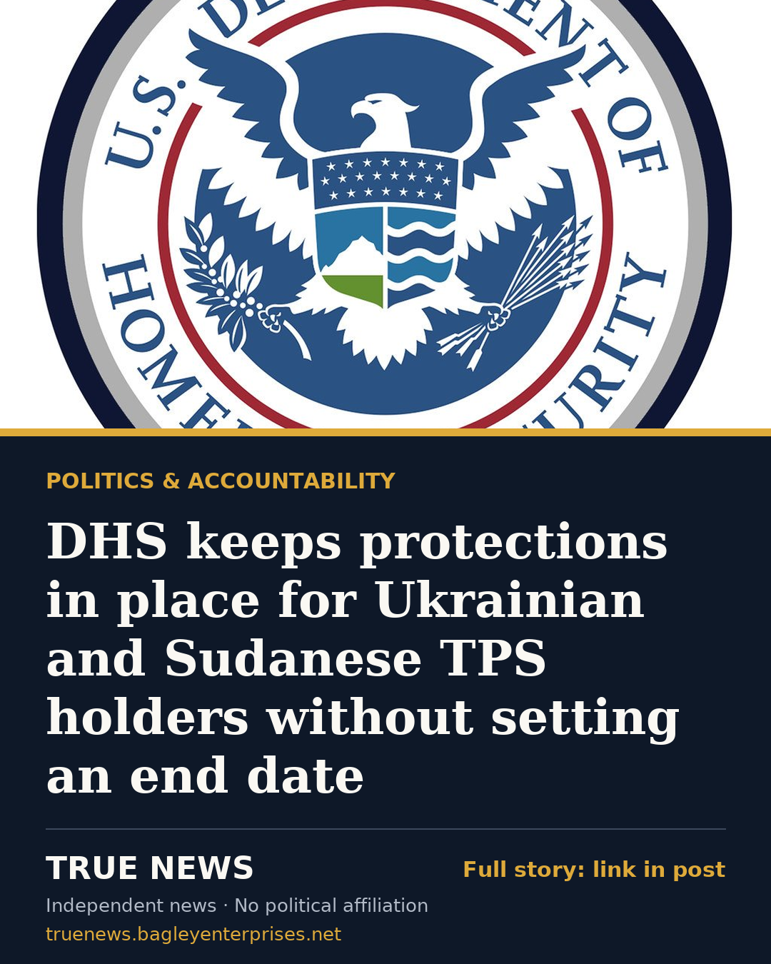 Share card: DHS keeps protections in place for Ukrainian and Sudanese TPS holders without setting an end date