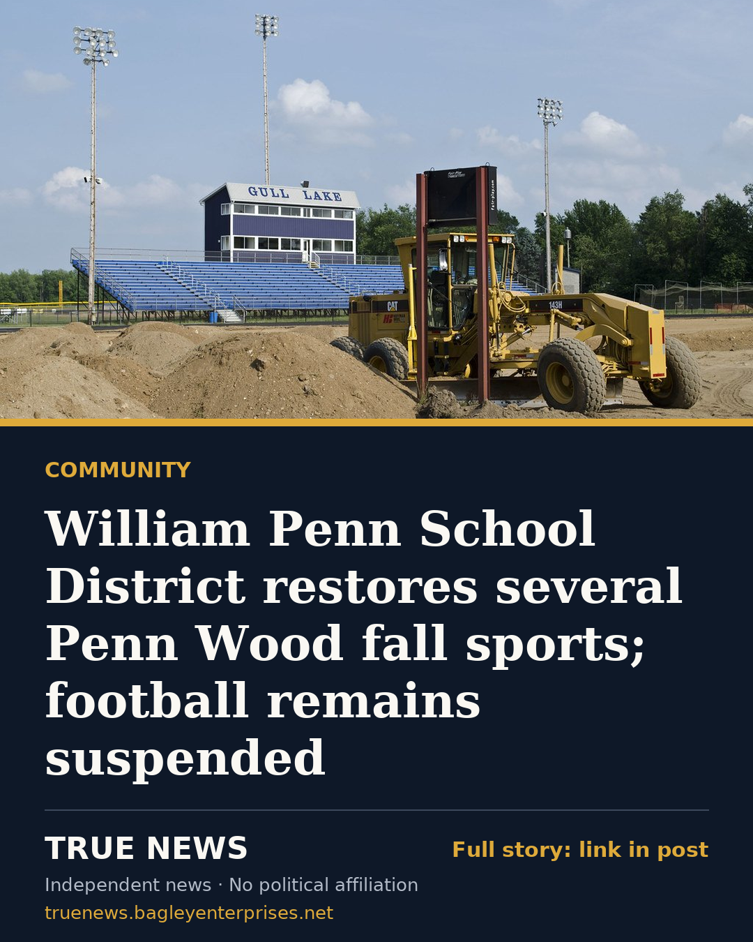 Share card: William Penn School District restores several Penn Wood fall sports; football remains suspended