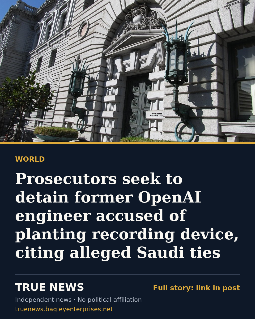 Share card: Prosecutors seek to detain former OpenAI engineer accused of planting recording device, citing alleged Saudi ties