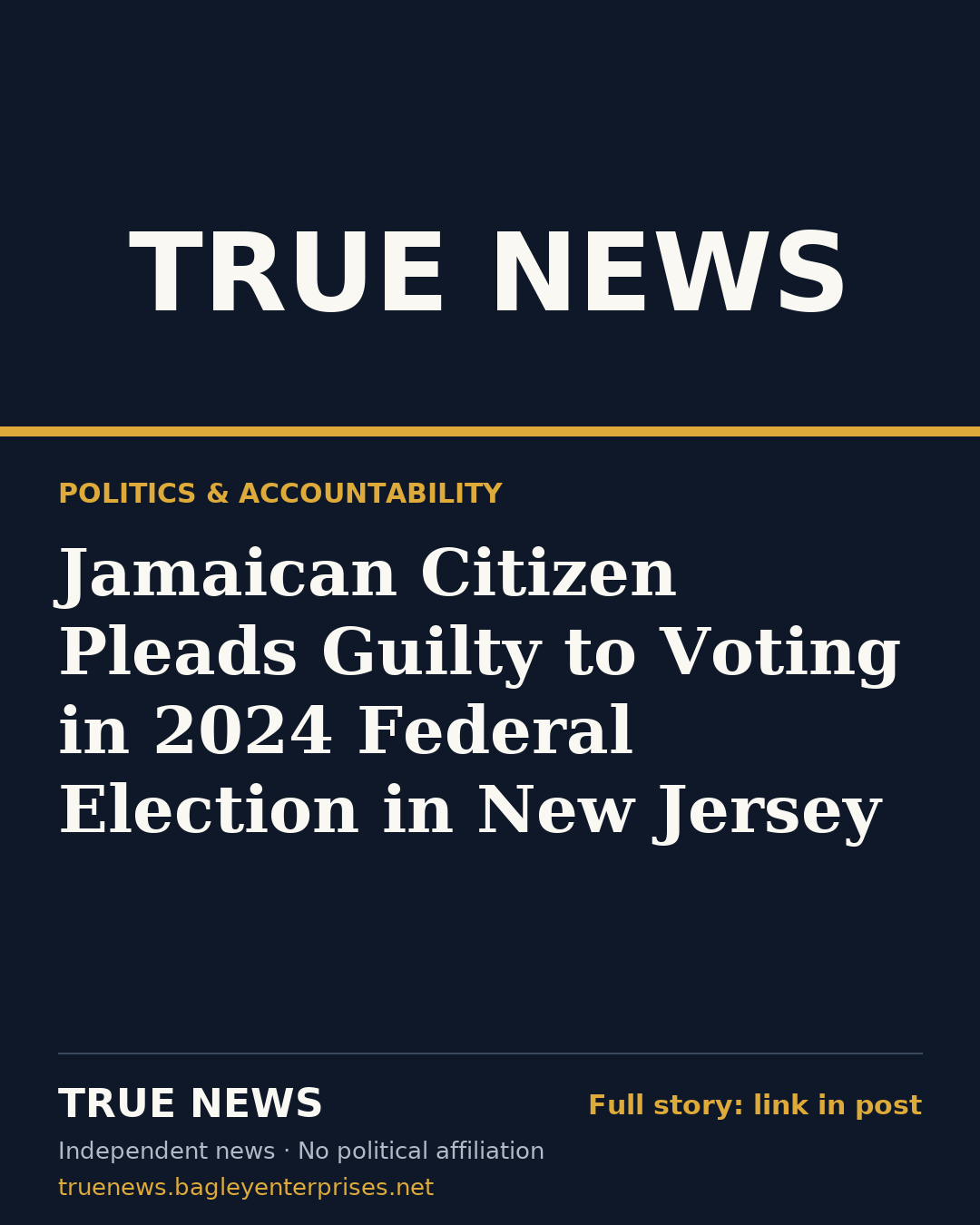 Share card: Jamaican Citizen Pleads Guilty to Voting in 2024 Federal Election in New Jersey