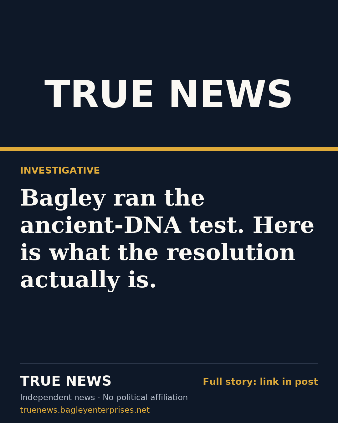 Share card: Bagley ran the ancient-DNA test. Here is what the resolution actually is.