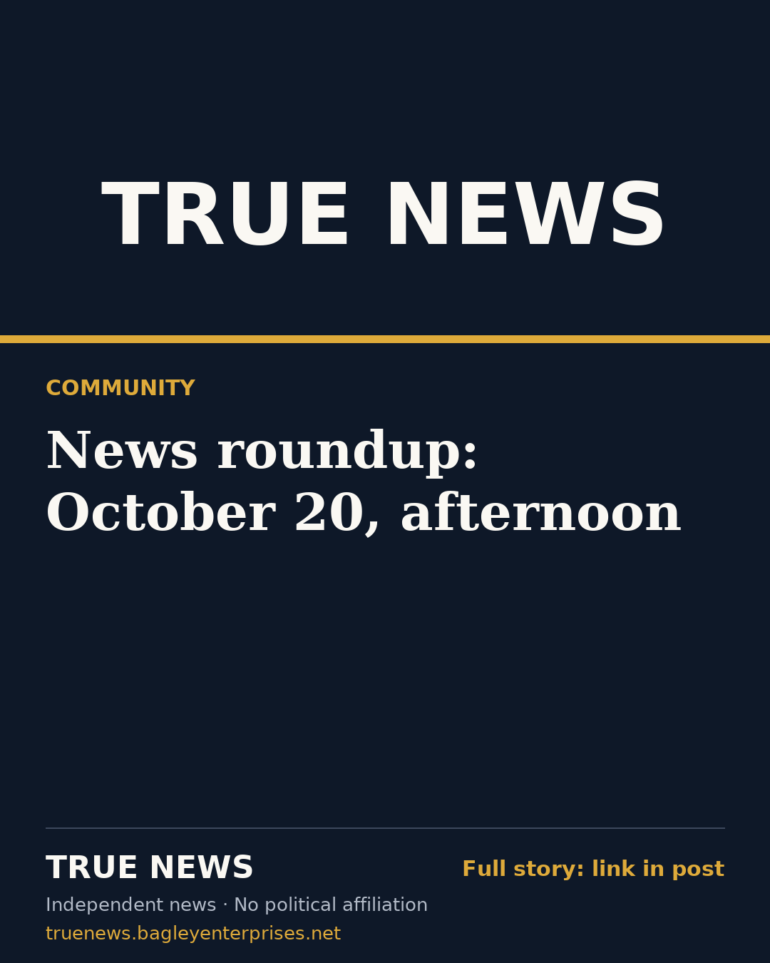 Share card: News roundup: October 20, afternoon