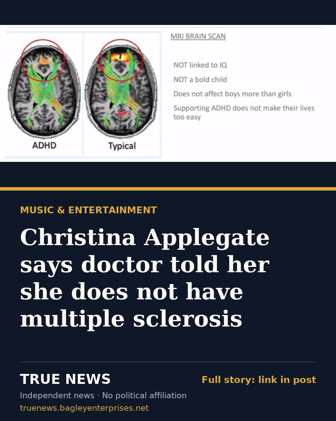 Share card: Christina Applegate says doctor told her she does not have multiple sclerosis