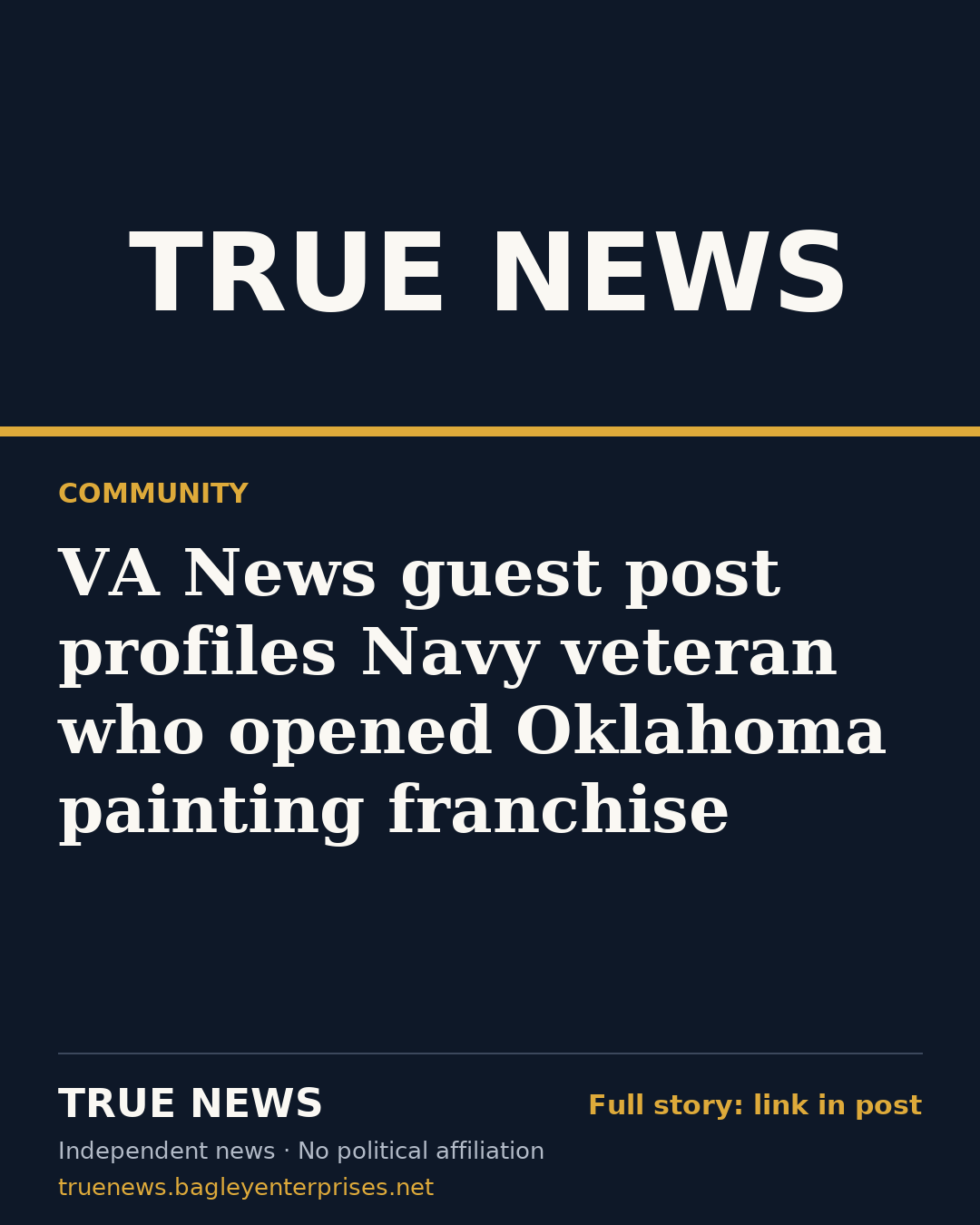 Share card: VA News guest post profiles Navy veteran who opened Oklahoma painting franchise