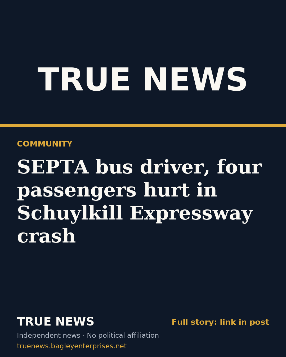 Share card: SEPTA bus driver, four passengers hurt in Schuylkill Expressway crash