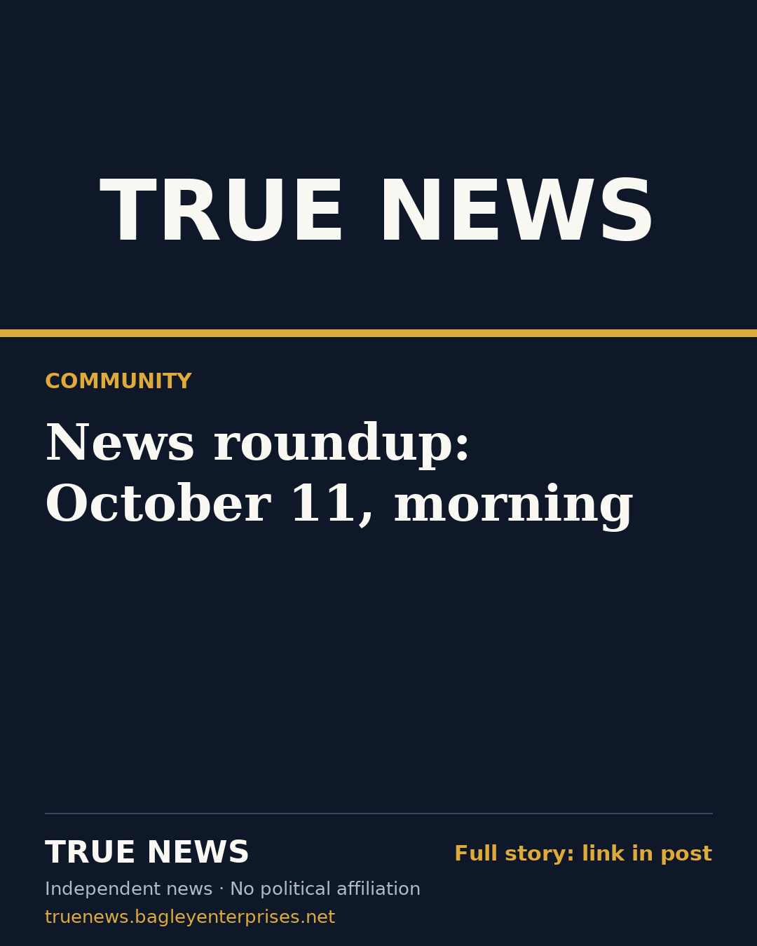 Share card: News roundup: October 11, morning