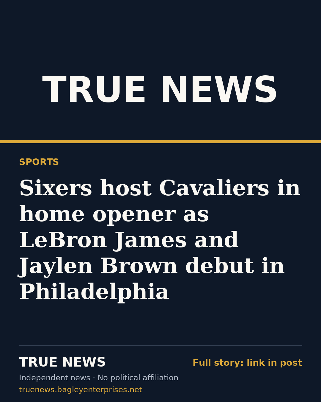 Share card: Sixers host Cavaliers in home opener as LeBron James and Jaylen Brown debut in Philadelphia