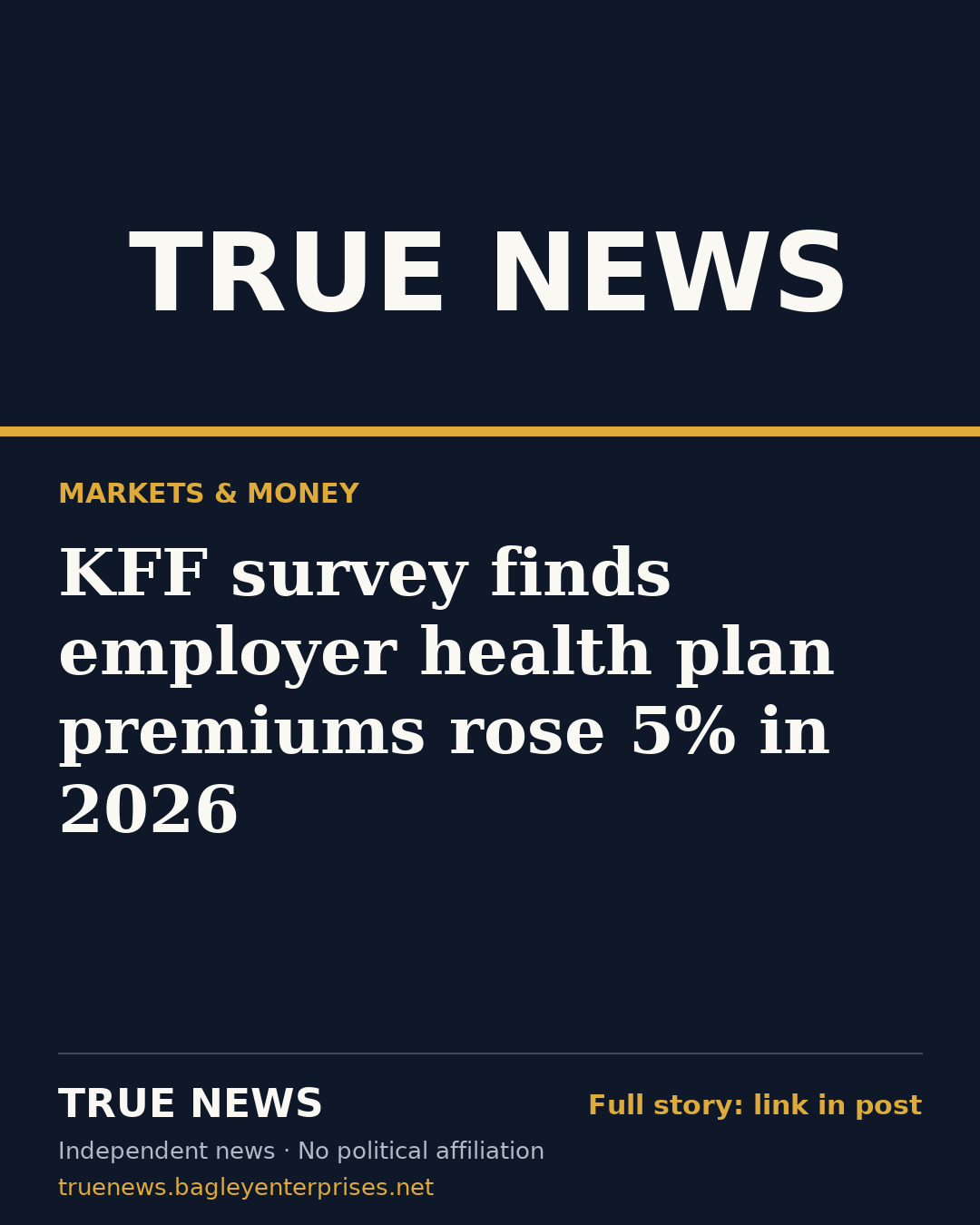 Share card: KFF survey finds employer health plan premiums rose 5% in 2026