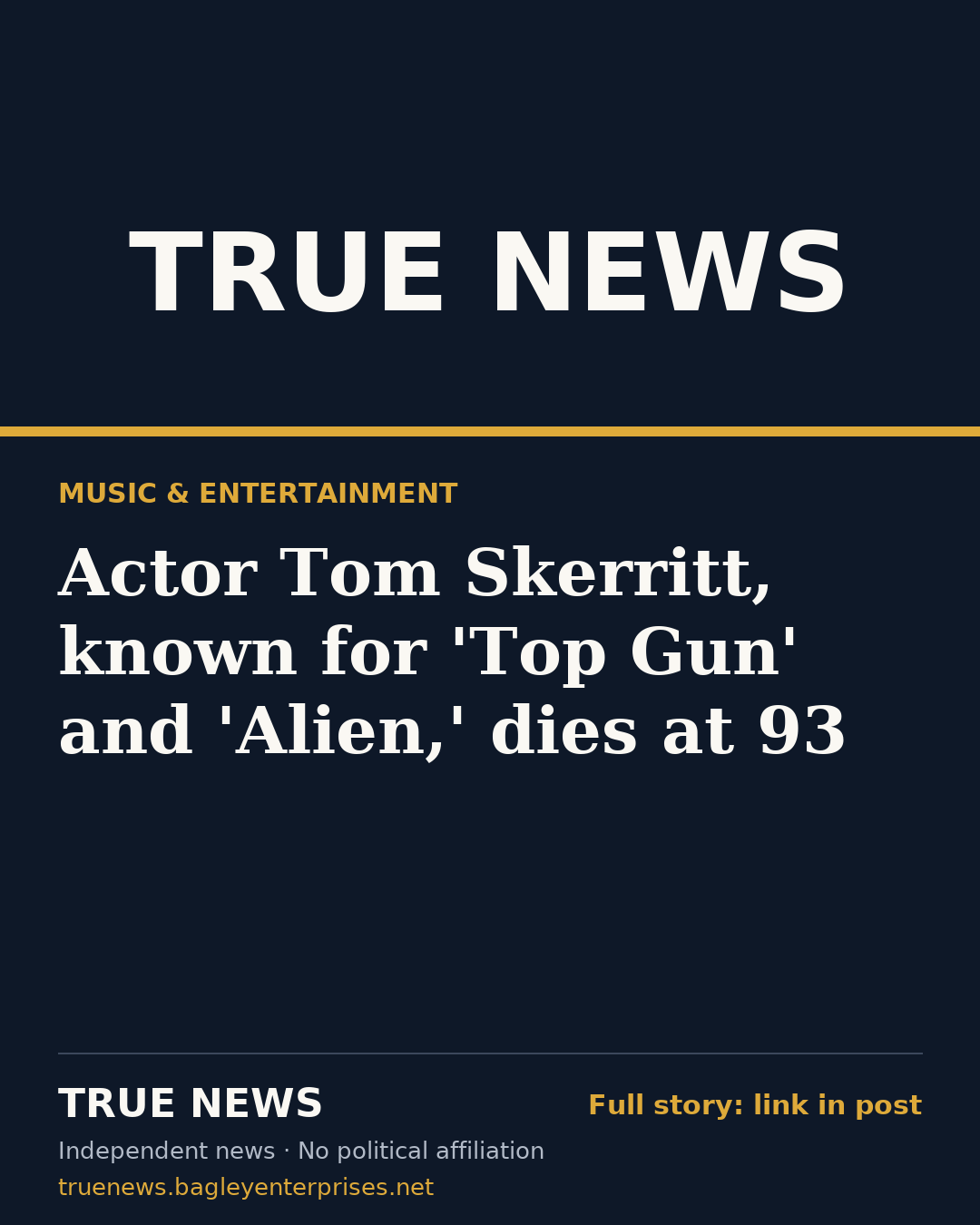 Share card: Actor Tom Skerritt, known for 'Top Gun' and 'Alien,' dies at 93