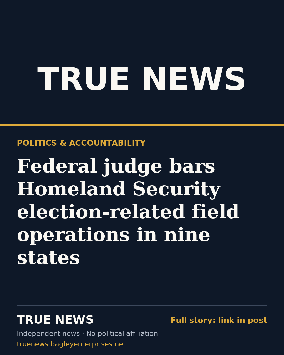 Share card: Federal judge bars Homeland Security election-related field operations in nine states