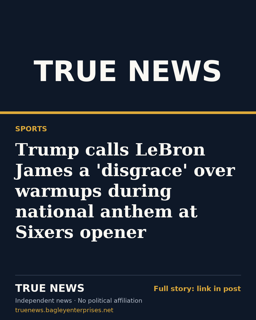 Share card: Trump calls LeBron James a 'disgrace' over warmups during national anthem at Sixers opener