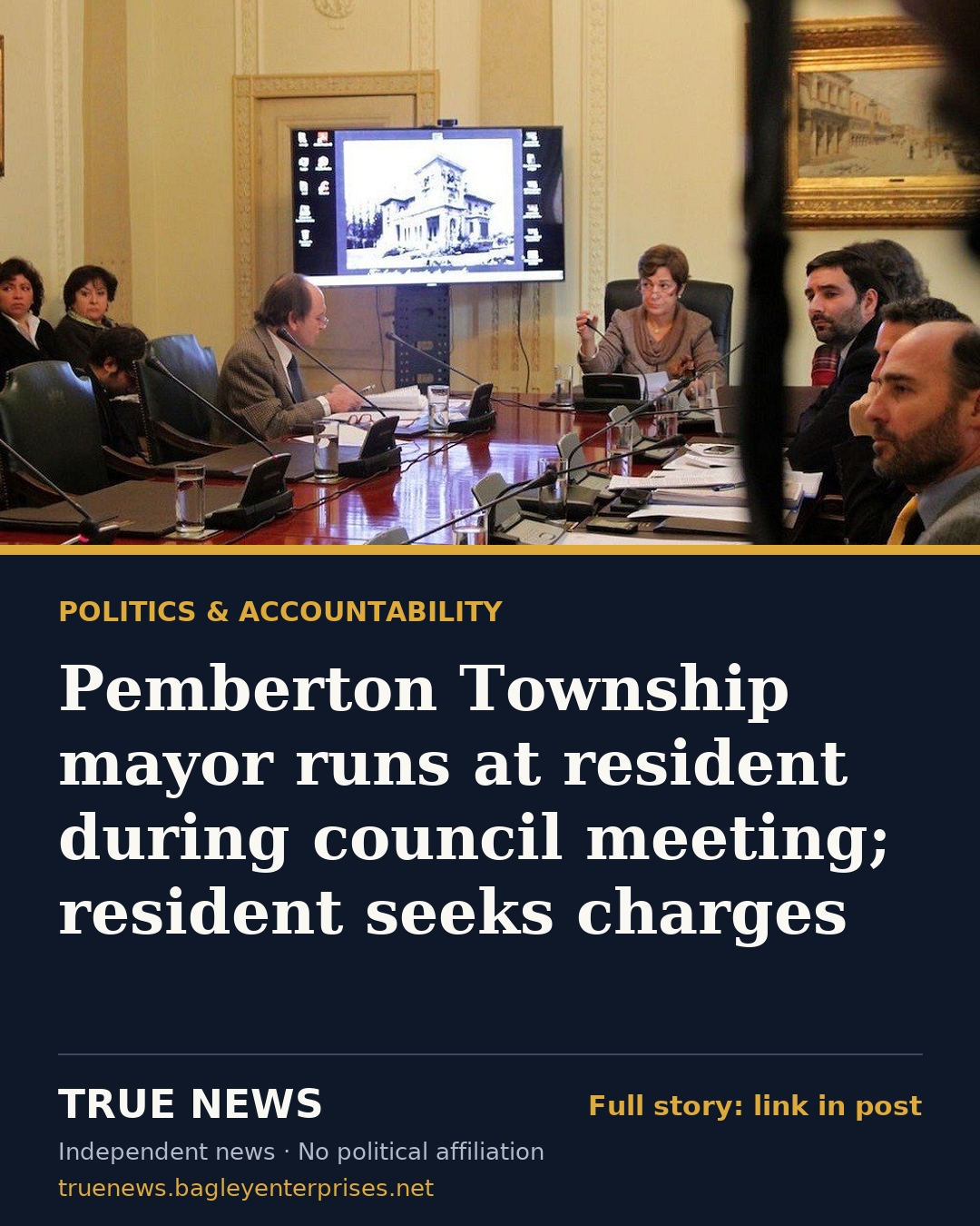 Share card: Pemberton Township mayor runs at resident during council meeting; resident seeks charges