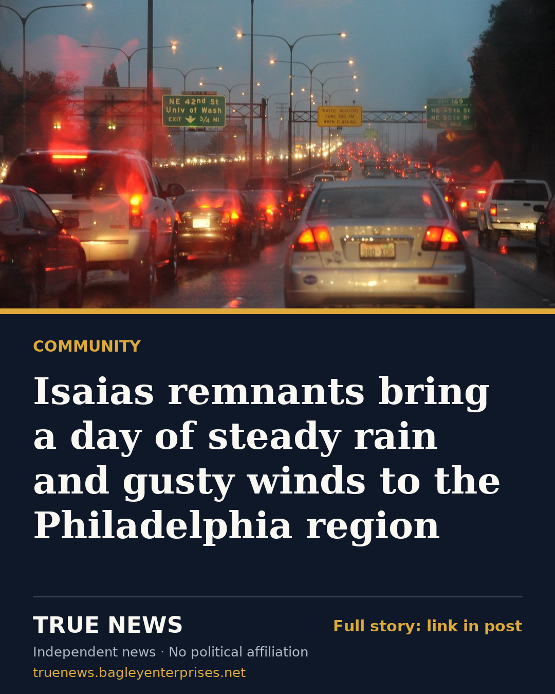 Share card: Isaias remnants bring a day of steady rain and gusty winds to the Philadelphia region