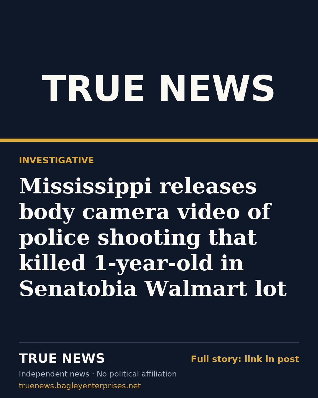 Share card: Mississippi releases body camera video of police shooting that killed 1-year-old in Senatobia Walmart lot