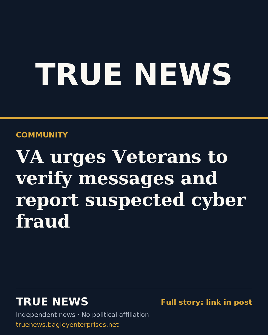 Share card: VA urges Veterans to verify messages and report suspected cyber fraud