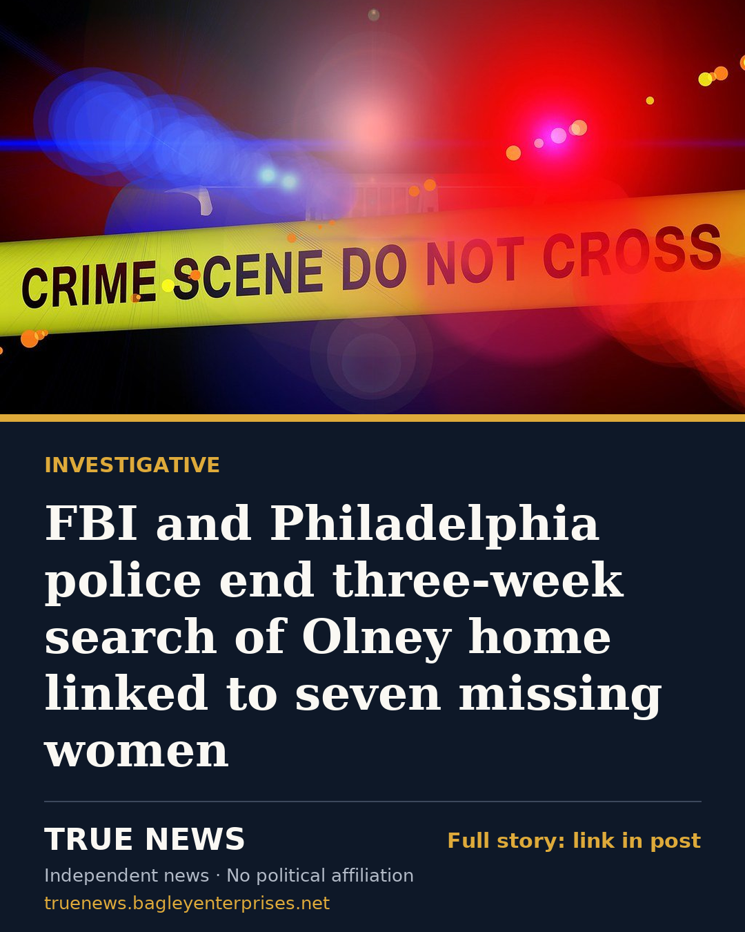 Share card: FBI and Philadelphia police end three-week search of Olney home linked to seven missing women