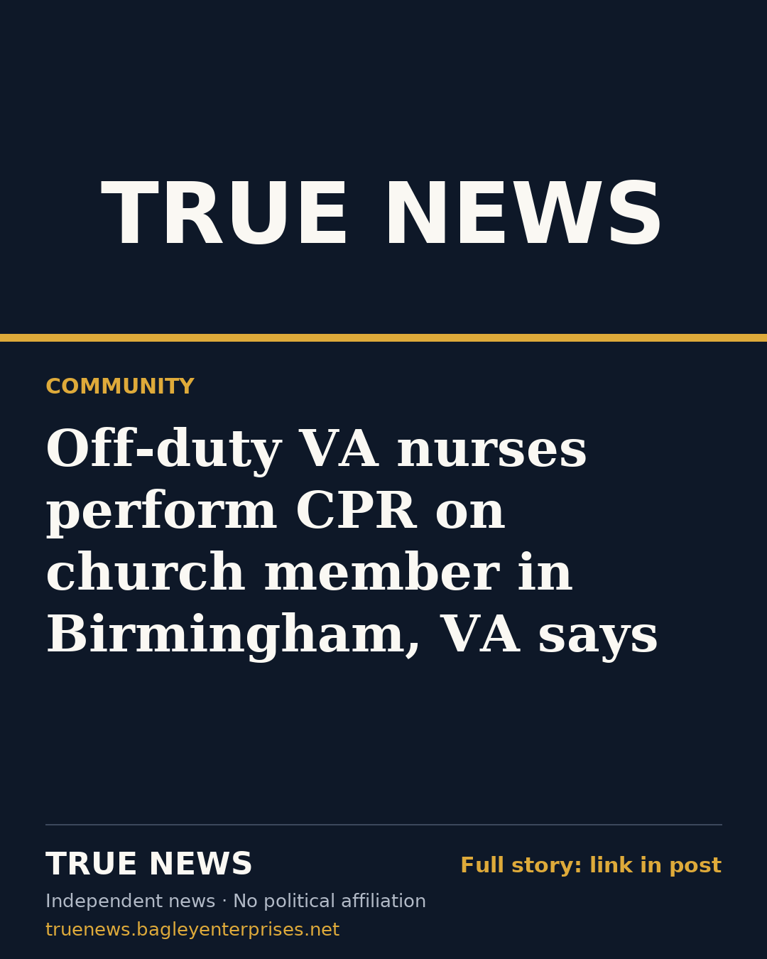 Share card: Off-duty VA nurses perform CPR on church member in Birmingham, VA says
