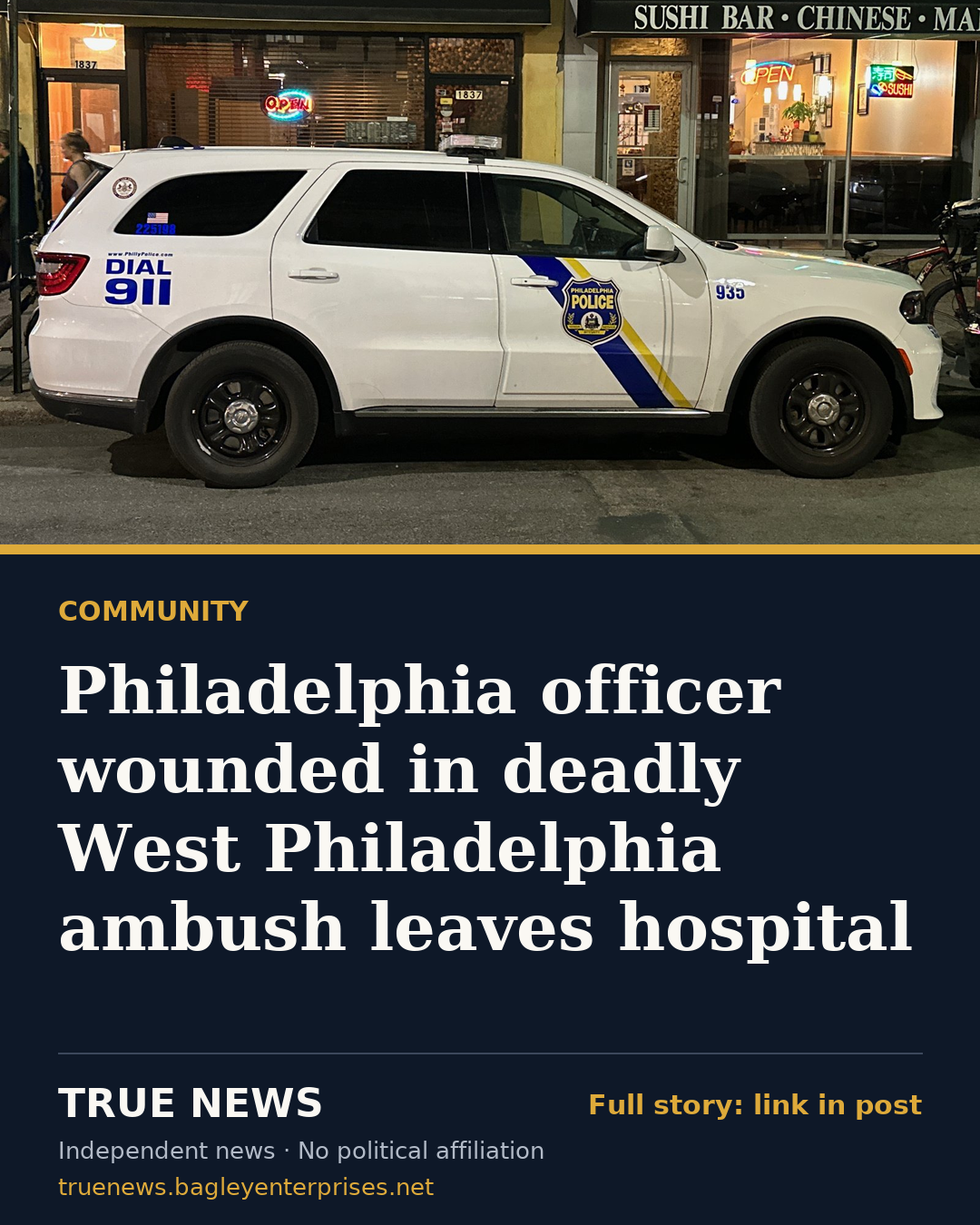 Share card: Philadelphia officer wounded in deadly West Philadelphia ambush leaves hospital