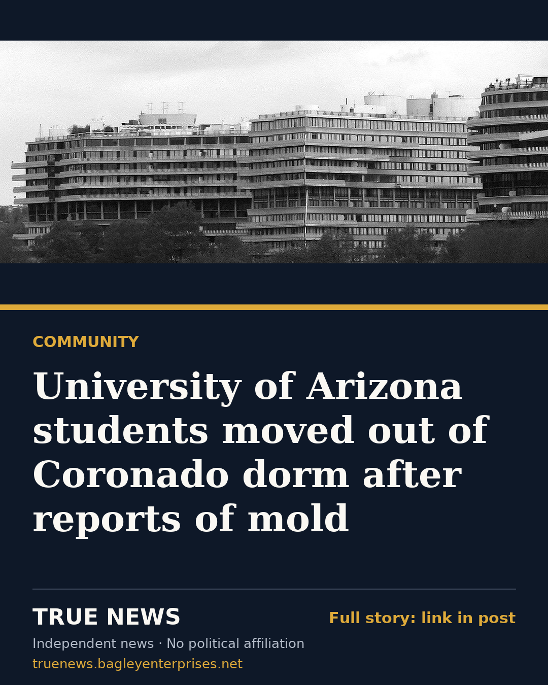 Share card: University of Arizona students moved out of Coronado dorm after reports of mold