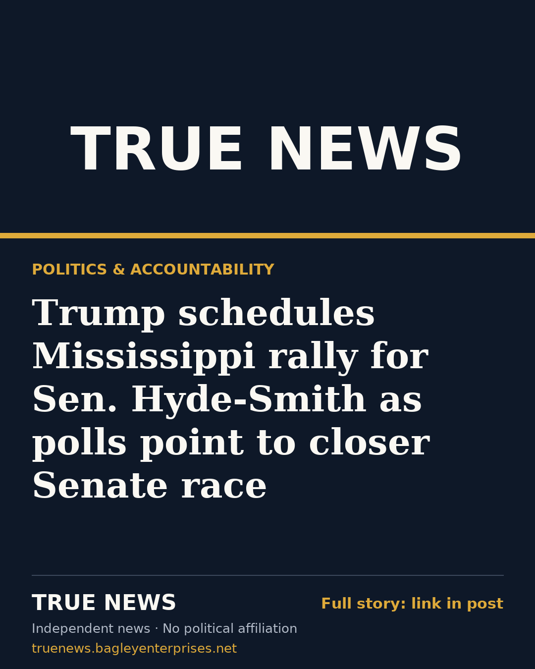 Share card: Trump schedules Mississippi rally for Sen. Hyde-Smith as polls point to closer Senate race
