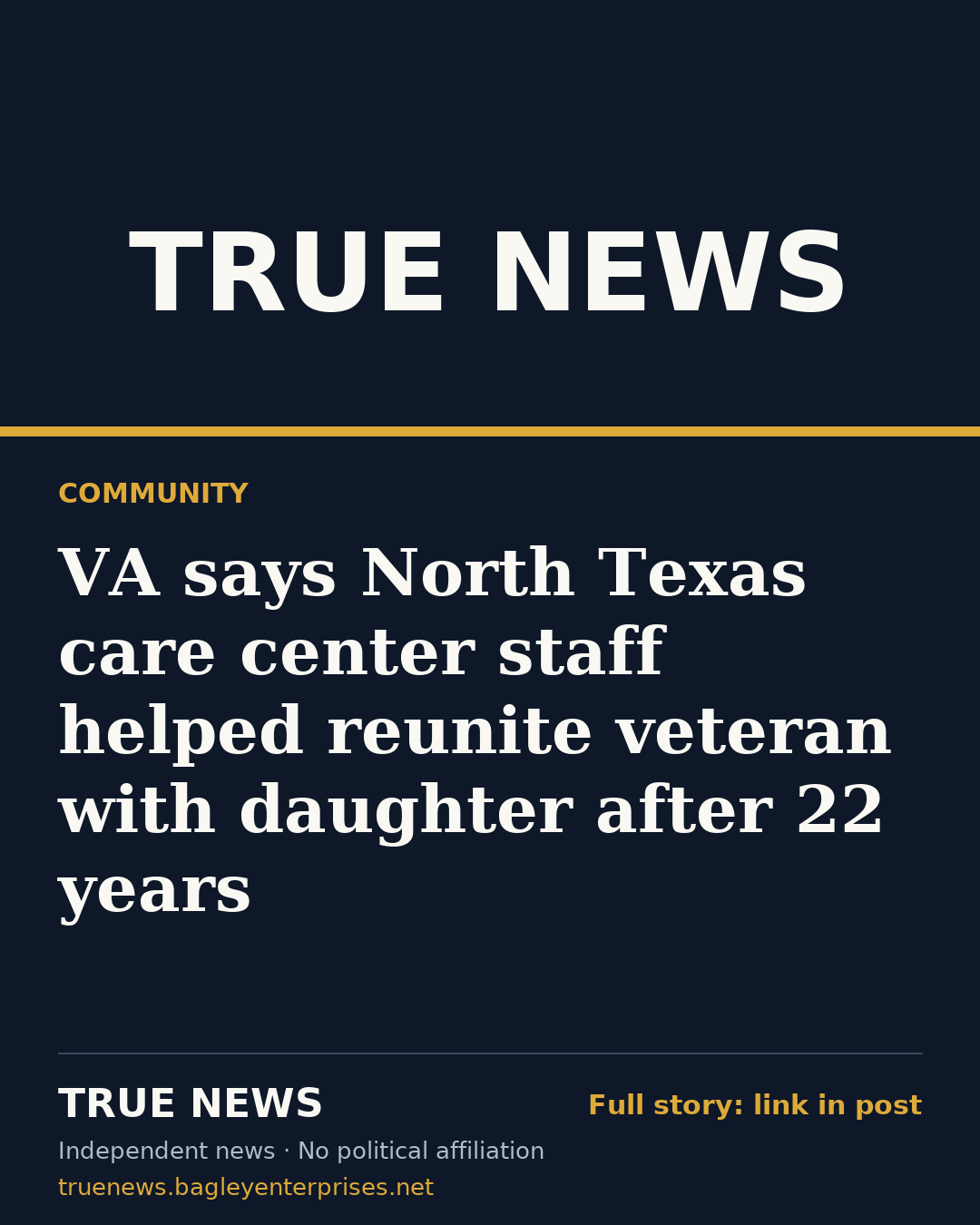 Share card: VA says North Texas care center staff helped reunite veteran with daughter after 22 years