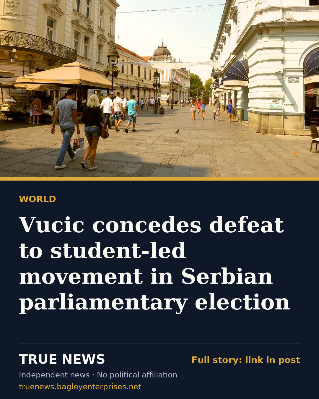 Share card: Vucic concedes defeat to student-led movement in Serbian parliamentary election