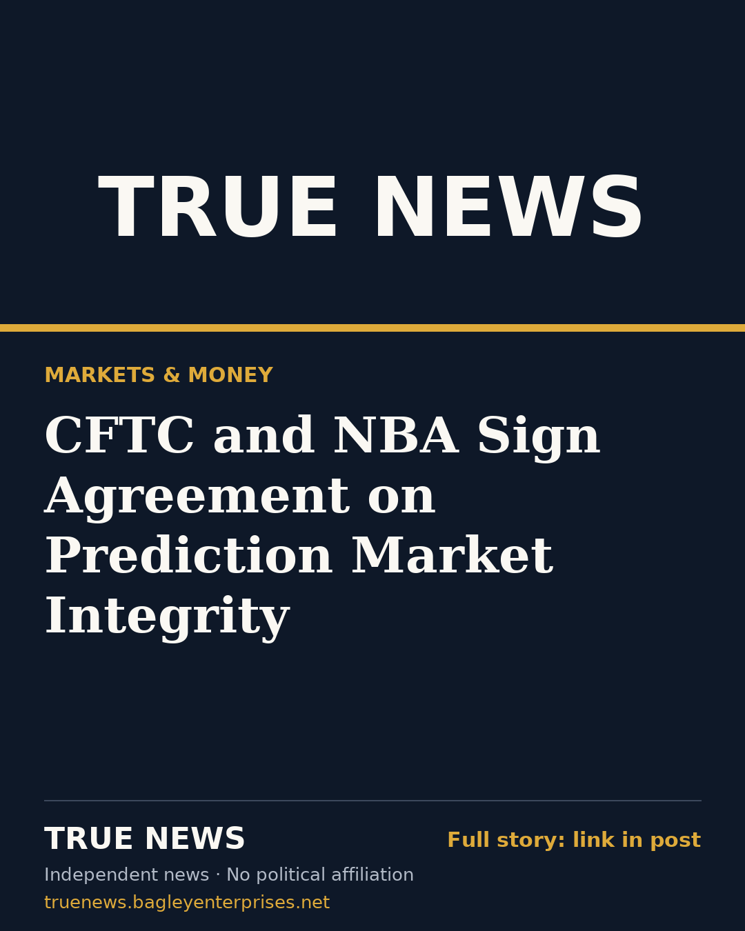 Share card: CFTC and NBA Sign Agreement on Prediction Market Integrity