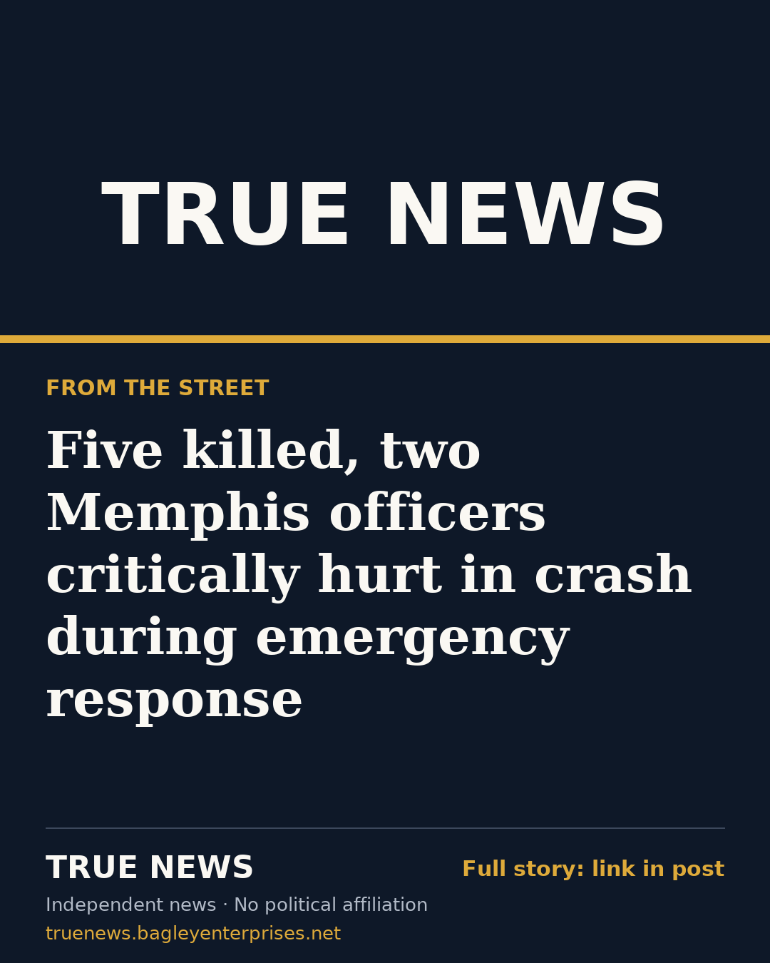 Share card: Five killed, two Memphis officers critically hurt in crash during emergency response