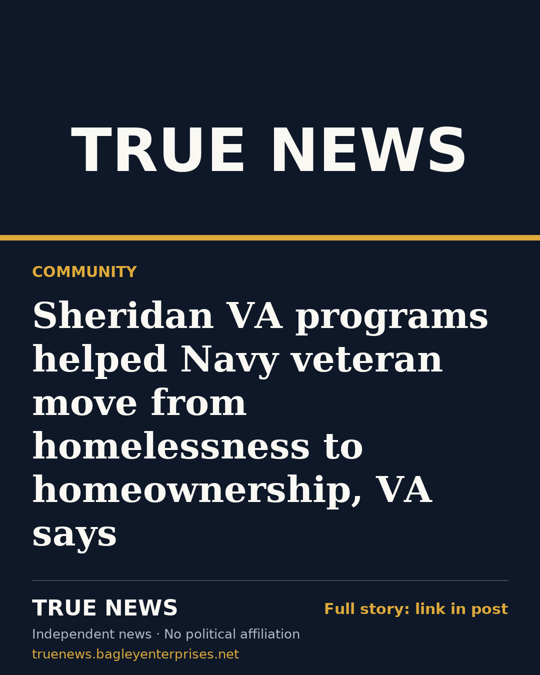 Share card: Sheridan VA programs helped Navy veteran move from homelessness to homeownership, VA says