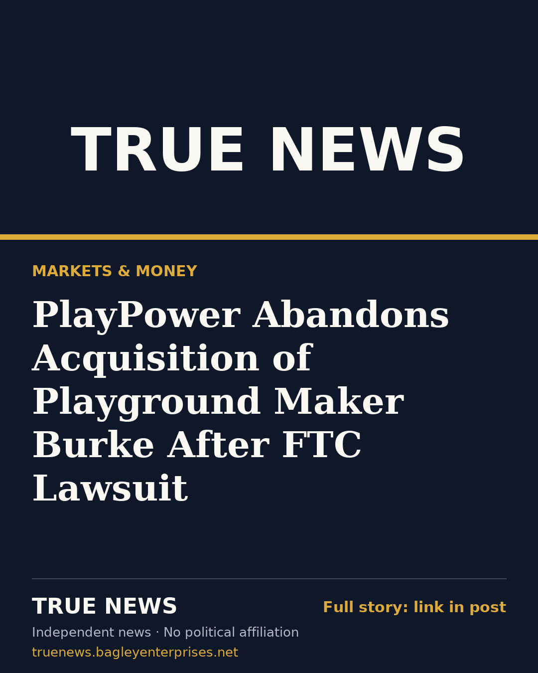 Share card: PlayPower Abandons Acquisition of Playground Maker Burke After FTC Lawsuit