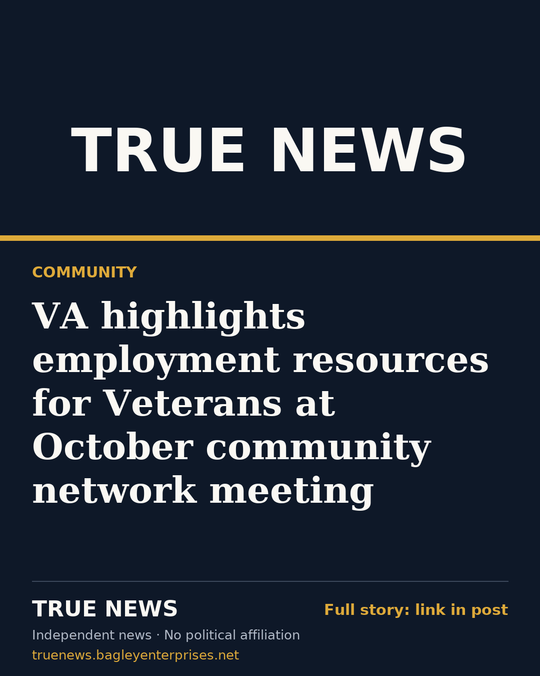 Share card: VA highlights employment resources for Veterans at October community network meeting