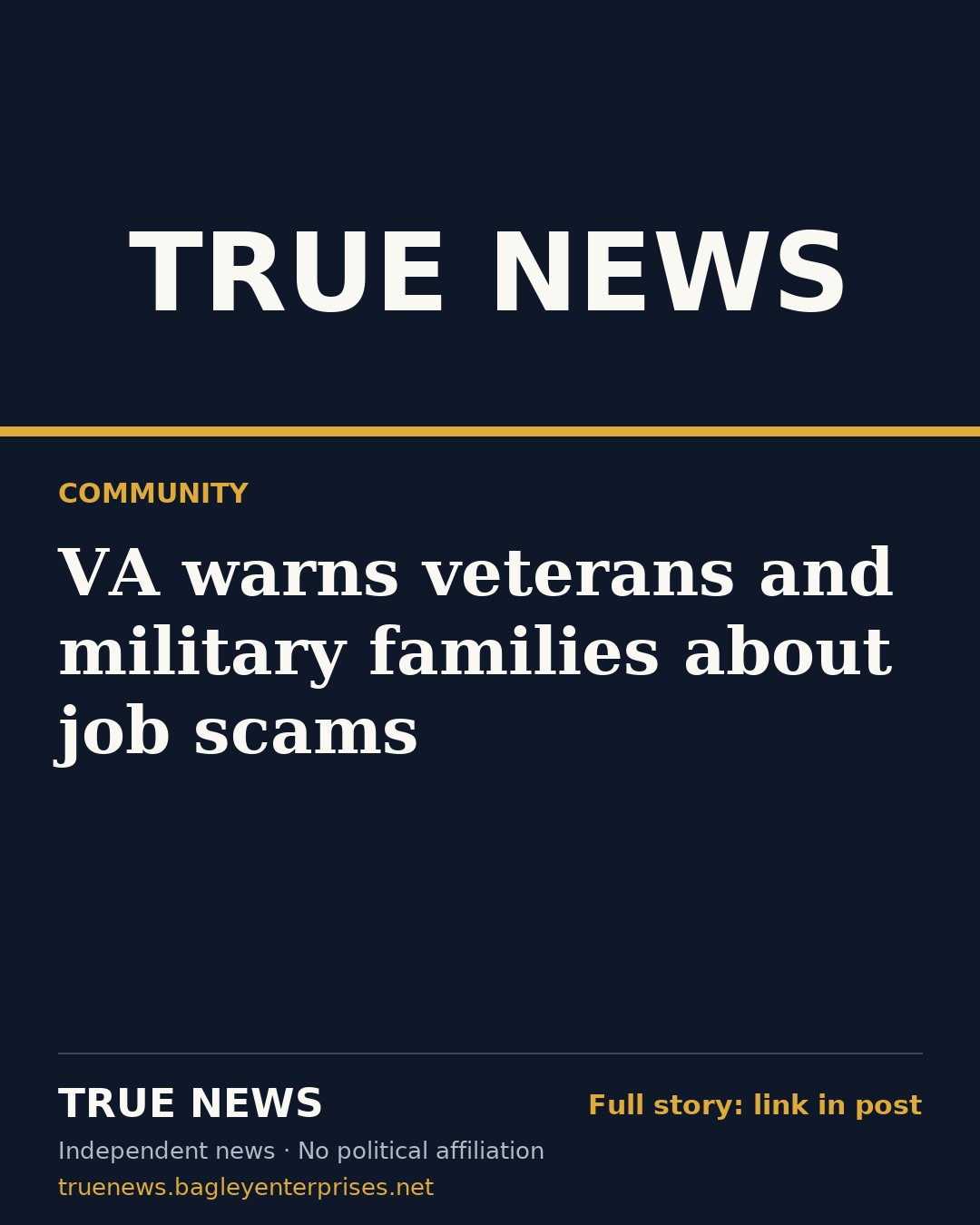 Share card: VA warns veterans and military families about job scams