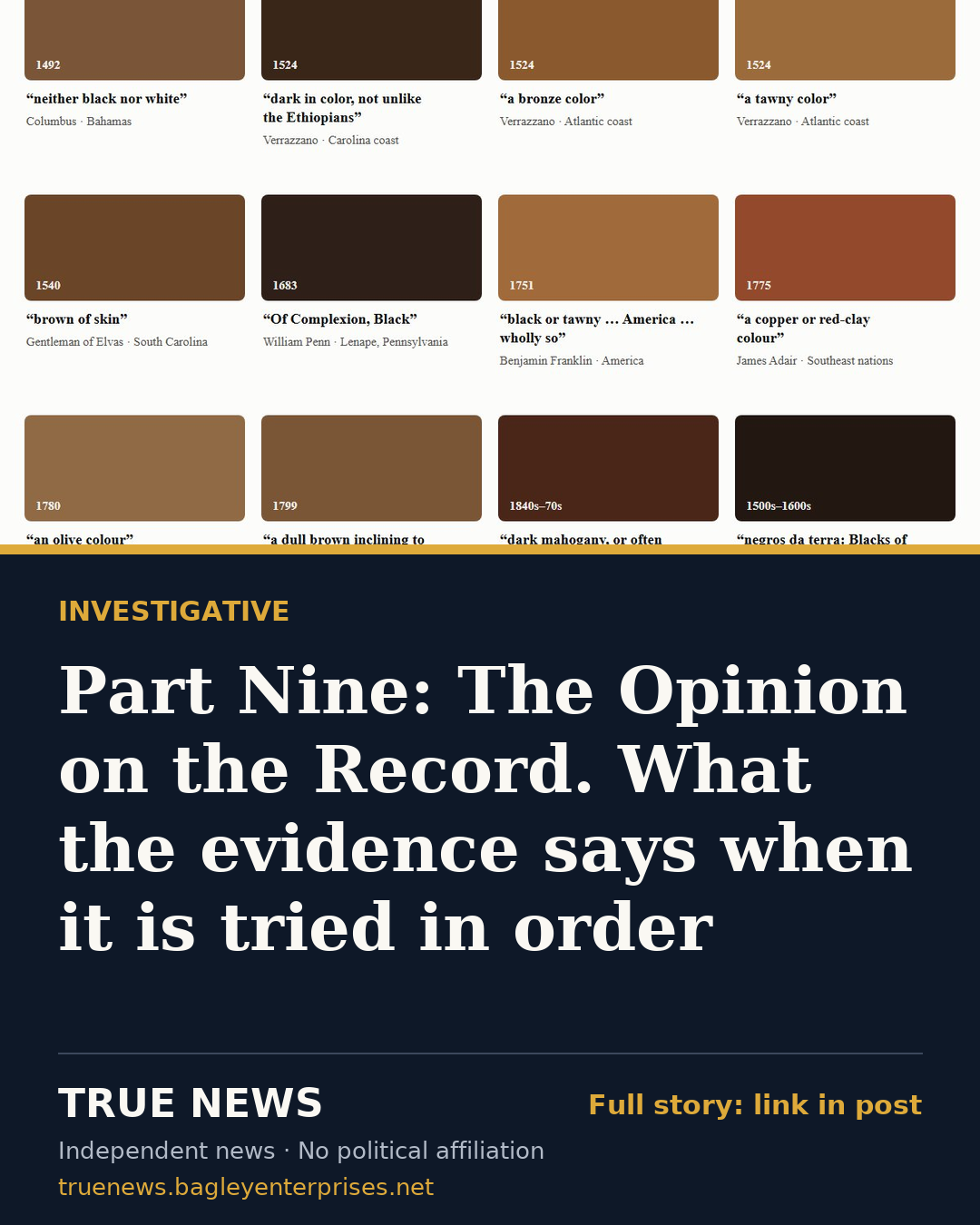 Share card: Part Nine: The Opinion on the Record. What the evidence says when it is tried in order